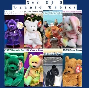 Set Of Eight Vintage Beanie Babies